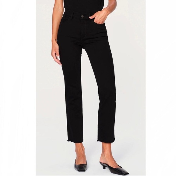 DL1961 Mara Ankle Mid Rise Instasculpt Straight Concrete Black 32/14 - Picture 1 of 16